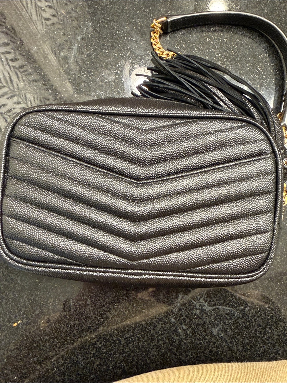 Saint Laurent Black Quilted Leather Crossbody with Gold YSL Hardware - Picture 4 of 7